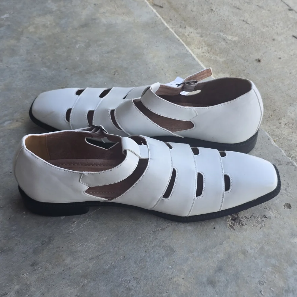 Stacy Adams Leather Sandals Sz 13M Calderon White City Men's New - Picture 8 of 15